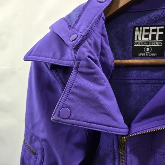 Neff Jacket Womens Small Purple Winter Windbreaker Ski Shell Snow Coat Studded - Picture 2 of 13